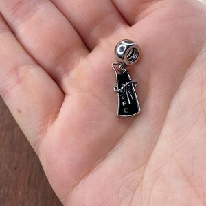 Vintage 925 Sterling Silver Pampered Chef Black Apron Dangle Slide Charm